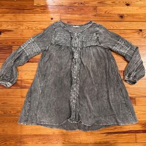 Easel Women's Acid Washed Green Blouse